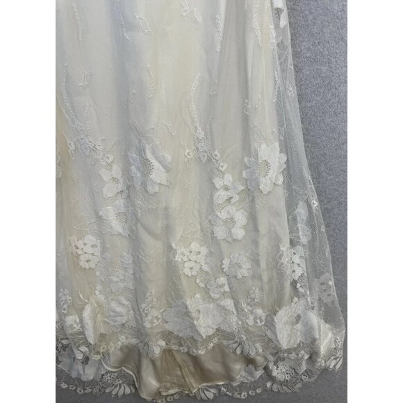 Galina Ivory Lace Wedding Dress KP3766 Bridal Gown Spaghetti Strap Boho Sz 4 - Picture 11 of 16